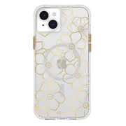 【iPhone15 Plus ケース】MagSafe対応 抗菌 リサイクル材料 Floral Gems (Gold)