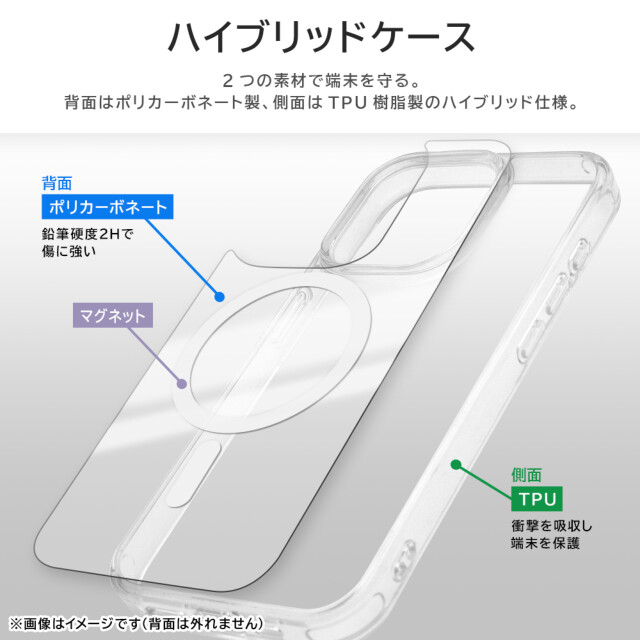 【iPhone15 Pro ケース】耐衝撃 ハイブリッドケース MagSafe マグネット式アクセサリー対応 (クリア)サブ画像