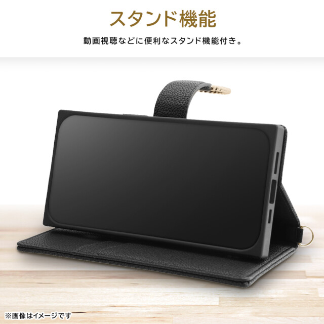 【iPhone15 Pro ケース】耐衝撃 手帳型レザーケース KAKU Ring (ブラック)サブ画像