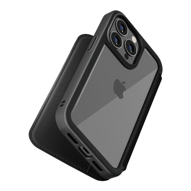 【iPhone15 Pro Max ケース】ガラスフリップケース (ブラック)サブ画像