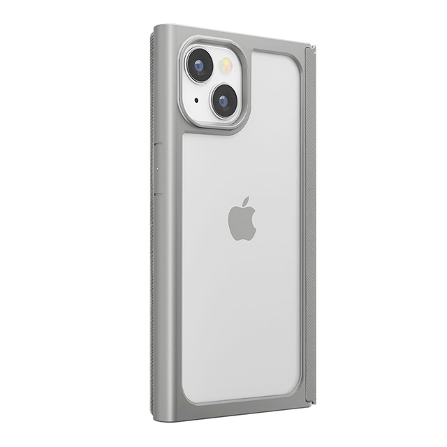 【iPhone15 ケース】ガラスフリップケース スクエアデザイン (グレー)サブ画像