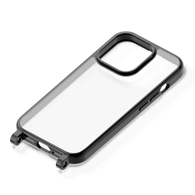 【iPhone15 Pro ケース】ショルダーストラップホール付クリアハイブリッドケース (ブラック)サブ画像