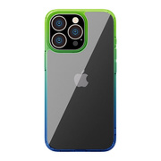 【iPhone15 Pro ケース】グラデーションハイブリッドケース (グリーン×ブルー)