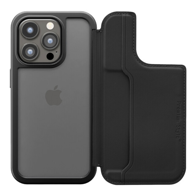 【iPhone15 Pro ケース】バックフリップケース (ブラック)