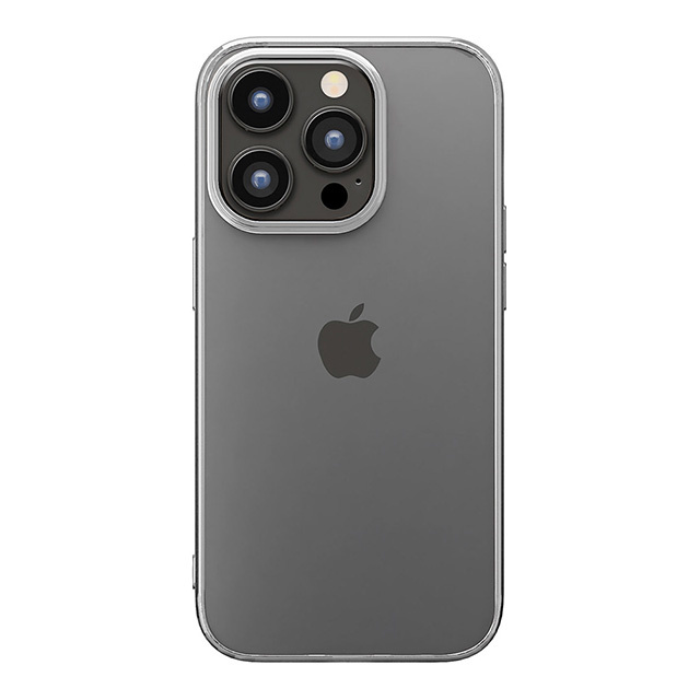 iPhone15 Pro ケース】メタリックフレーム ソフトケース (シルバー