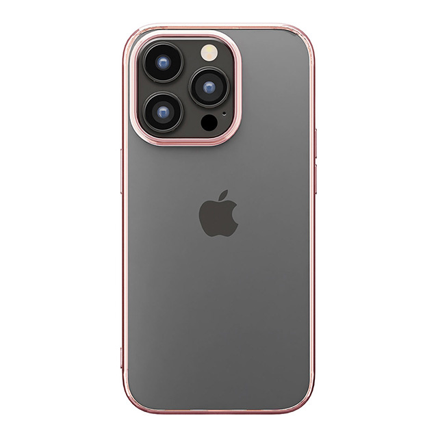 iPhone15 Pro ケース】メタリックフレーム ソフトケース (ローズ