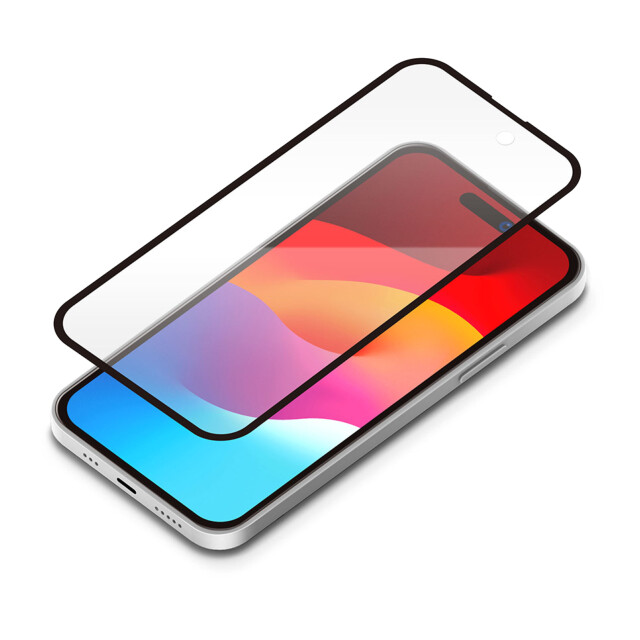 【iPhone15 Plus フィルム】ガイドフレーム付 液晶全面保護ガラス 角割れ防止PETフレーム (ブルーライト低減/光沢)サブ画像