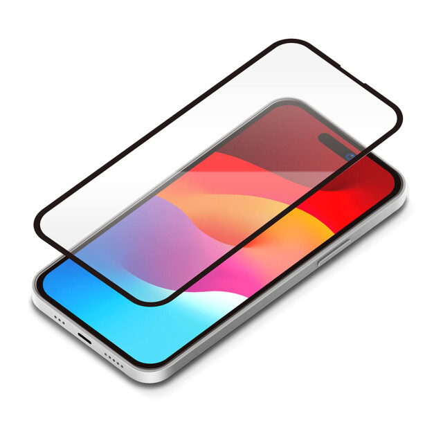 【iPhone15 Pro Max フィルム】ガイドフレーム付 液晶全面保護ガラス 角割れ防止PETフレーム (スーパークリア)サブ画像