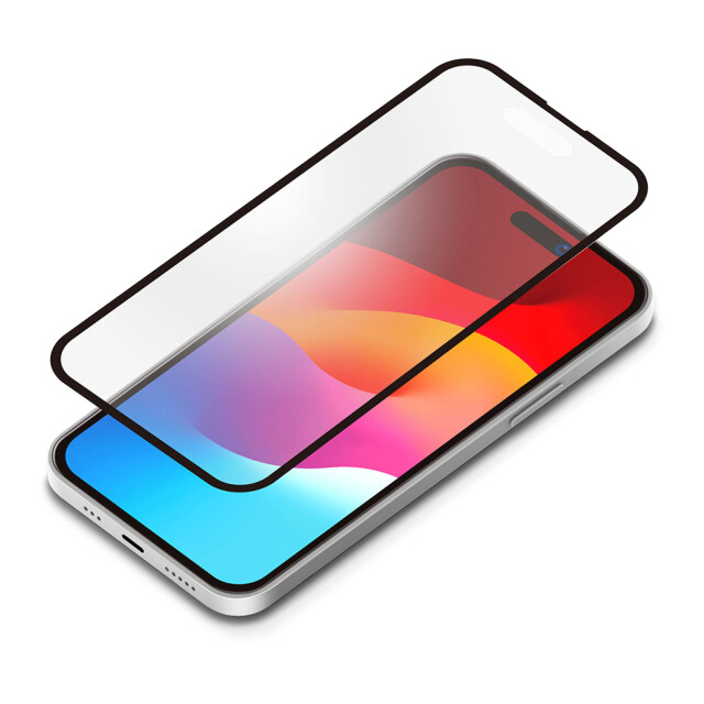 【iPhone15 Pro Max フィルム】ガイドフレーム付 液晶全面保護ガラス 角割れ防止PETフレーム (アンチグレア)サブ画像