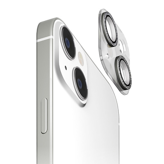 iPhone15/15 Plus フィルム】カメラフルプロテクター (ラメブラック