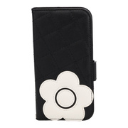 【iPhone15 ケース】DAISY PACH PU QUILT Leather Book Type Case (BLACK/WHITE)