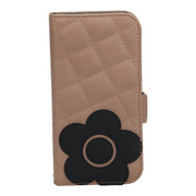 【iPhone15 ケース】DAISY PACH PU QUILT Leather Book Type Case (TAUPE/BLACK)