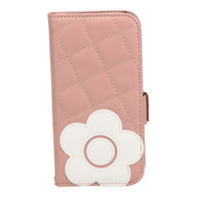【iPhone15 ケース】DAISY PACH PU QUILT Leather Book Type Case (DUSTY PINK/WHITE)