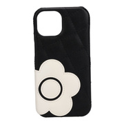 【iPhone15 ケース】DAISY PACH PU QUILT  Leather Shell Case (BLACK/WHITE)