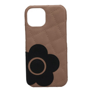 【iPhone15 ケース】DAISY PACH PU QUILT  Leather Shell Case (TAUPE/BLACK)
