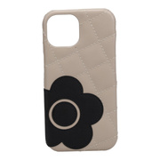 【iPhone15 ケース】DAISY PACH PU QUILT  Leather Shell Case (GREGE/BLACK)