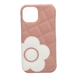 【iPhone15 ケース】DAISY PACH PU QUILT  Leather Shell Case (DUSTY PINK/WHITE)