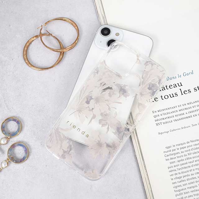 【iPhone15 ケース】rienda TPUクリアケース (Dress Flower/くすみホワイト)サブ画像