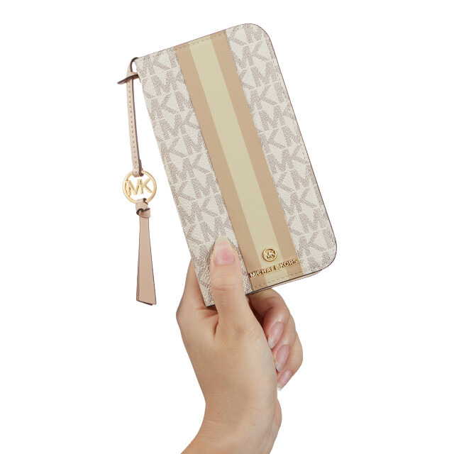 【iPhone15 ケース】Folio Case Stripe with Tassel Charm for MagSafe (Vanilla)サブ画像