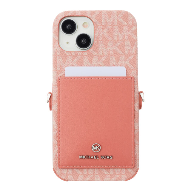 iPhone15 ケース】Wrap Case Pocket with Strap (Pink) MICHAEL KORS