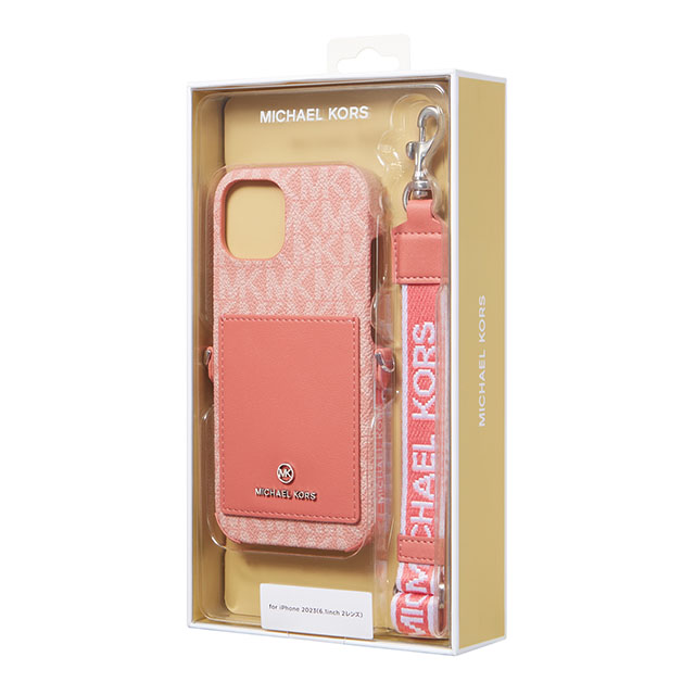 iPhone15 ケース】Wrap Case Pocket with Strap (Pink) MICHAEL KORS 