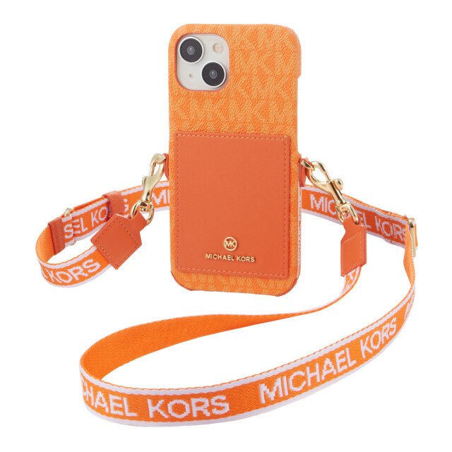 iPhone15 ケース】Wrap Case Pocket with Strap (Orange) MICHAEL KORS