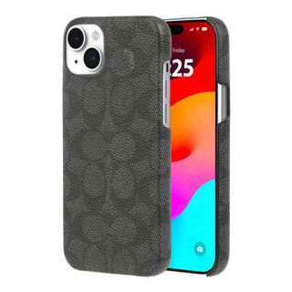 【iPhone15 Plus ケース】Leather Slim Wrap Case (Signature C Charcoal)
