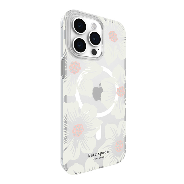 【iPhone15 Pro Max ケース】Protective Hardshell Case for MagSafe (Hollyhock Cream/Blush/Translucent White/Glitter Flower Centers/Black Logo)サブ画像