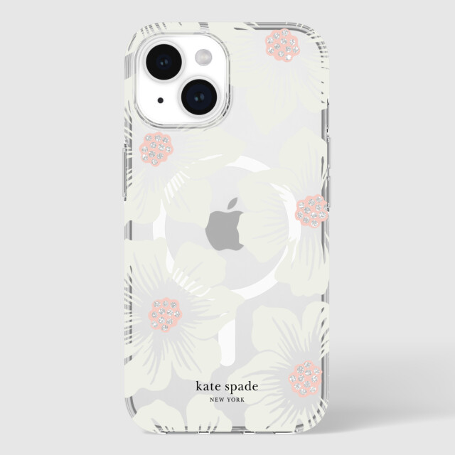 【iPhone15 ケース】Protective Hardshell Case for MagSafe (Hollyhock Cream/Blush/Translucent White/Glitter Flower Centers/Black Logo)サブ画像
