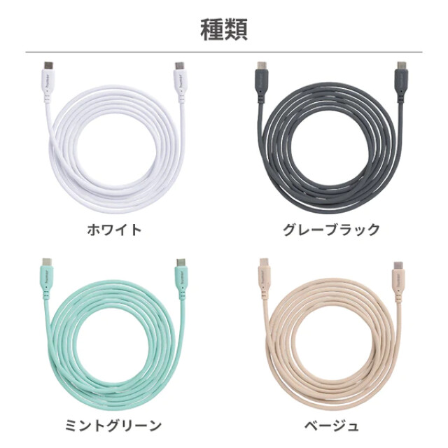 USB 2.0 CABLE TYPE-C to TYPE-C 2.0m (ホワイト)サブ画像