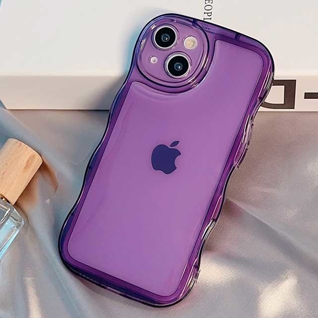 【iPhone15 ケース】Wavy Clear Case (purple)