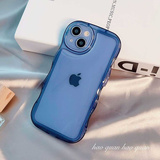 【iPhone15 ケース】Wavy Clear Case (blue)