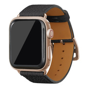 【Apple Watch バンド 41/40/38mm】Apple Watch レザーバンド M/Lサイズ (アダプター：ゴールド) (ブラック) for Apple Watch SE(第2/1世代)/Series9/8/7/6/5/4/3/2/1