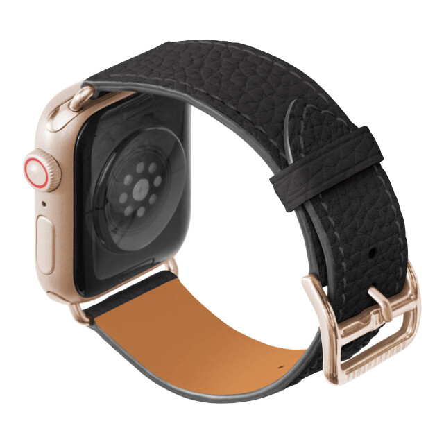 【Apple Watch バンド 41/40/38mm】Apple Watch レザーバンド M/Lサイズ (アダプター：ゴールド) (ブラック) for Apple Watch SE(第2/1世代)/Series9/8/7/6/5/4/3/2/1サブ画像