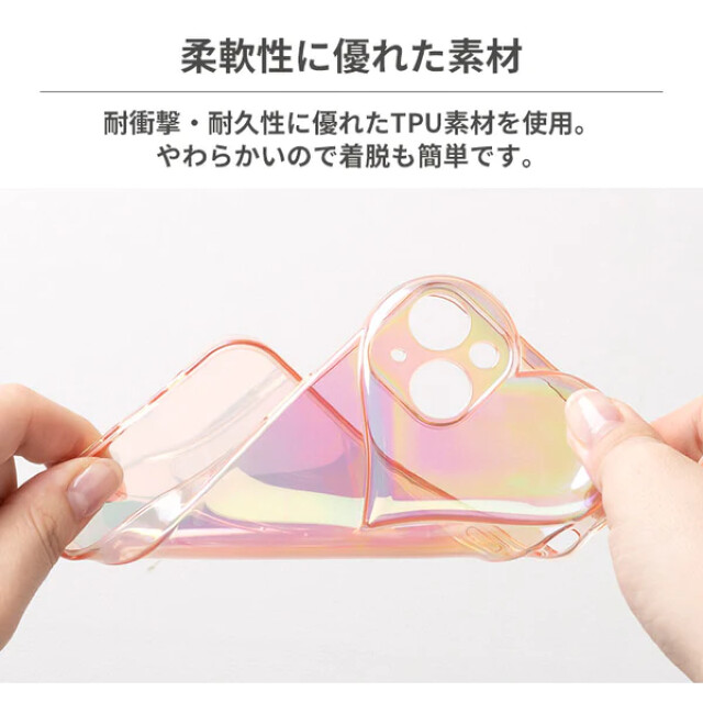 【iPhone14 ケース】ULTRA FINE 3Dぷっくりハートケース (オーロラピンク)サブ画像