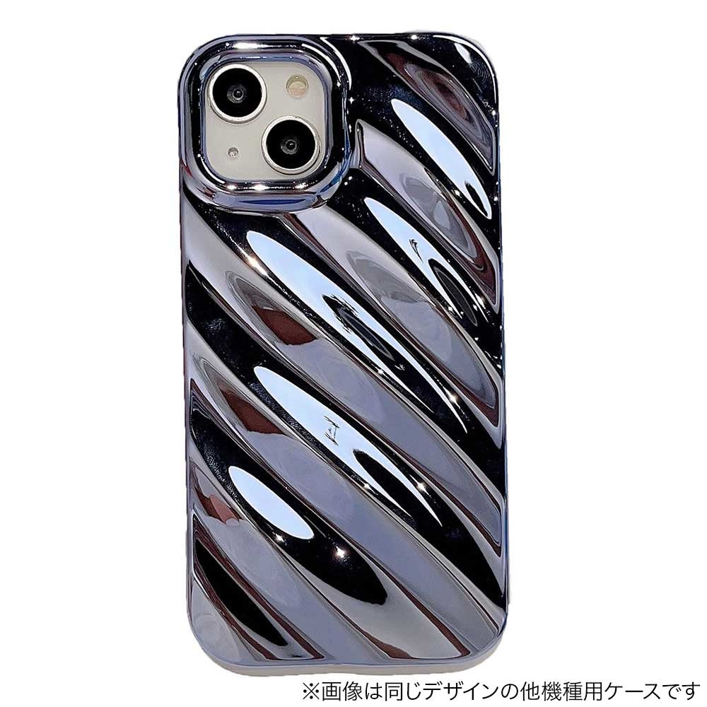 【iPhone15 Pro ケース】なみなみミラーケース (ブルー)