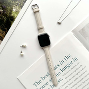 【Apple Watch バンド 41/40/38mm】シンプルレザースリムバンド (ホワイト) for Apple Watch SE(第2/1世代)/Series9/8/7/6/5/4/3/2/1