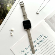 【Apple Watch バンド 41/40/38mm】シンプルレザースリムバンド (ライトグレー) for Apple Watch SE(第2/1世代)/Series9/8/7/6/5/4/3/2/1