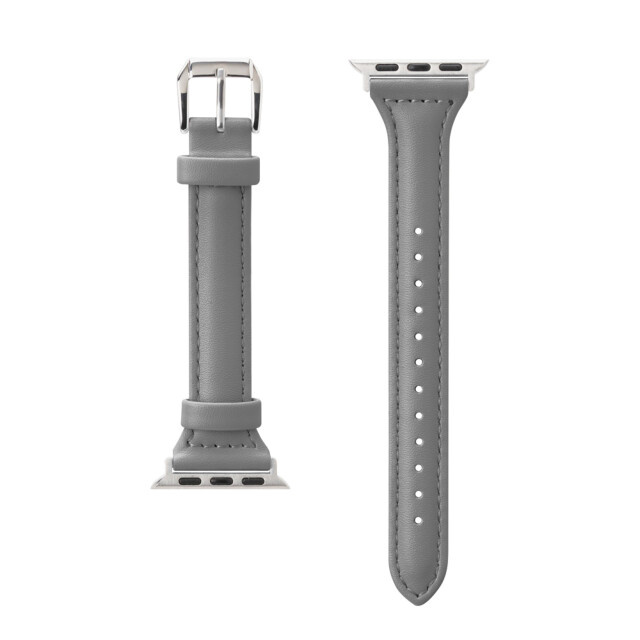 【Apple Watch バンド 41/40/38mm】PUレザーバンド(グレー) for Apple Watch SE(第2/1世代)/Series9/8/7/6/5/4/3/2/1