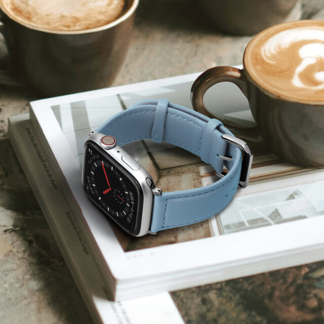 【Apple Watch バンド 49/45/44/42mm】PUレザーバンド(ブルー) for Apple Watch Ultra2/1/SE(第2/1世代)/Series9/8/7/6/5/4/3/2/1サブ画像