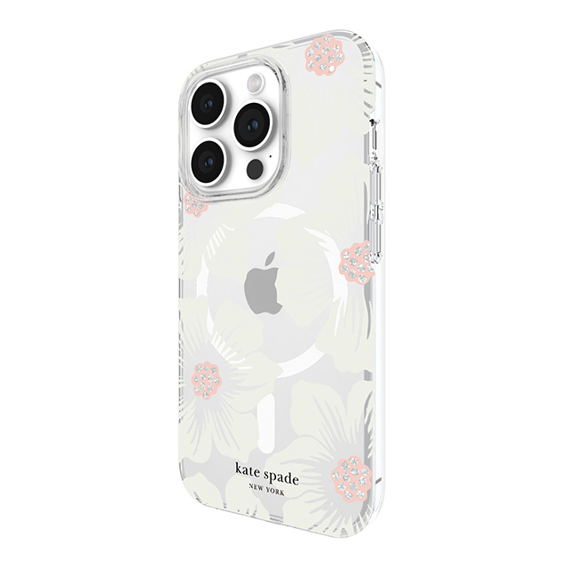 【アウトレット】【iPhone15 Pro ケース】Protective Hardshell Case for MagSafe (Hollyhock Cream/Blush/Translucent White/Glitter Flower Centers/Black Logo)サブ画像