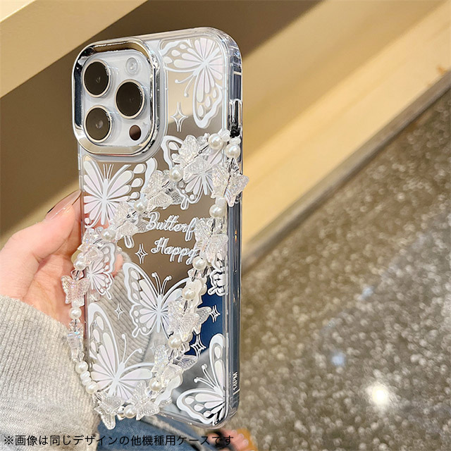 【iPhone15/14/13 ケース】ミラーケース ストラップ付き(バタフライ)サブ画像