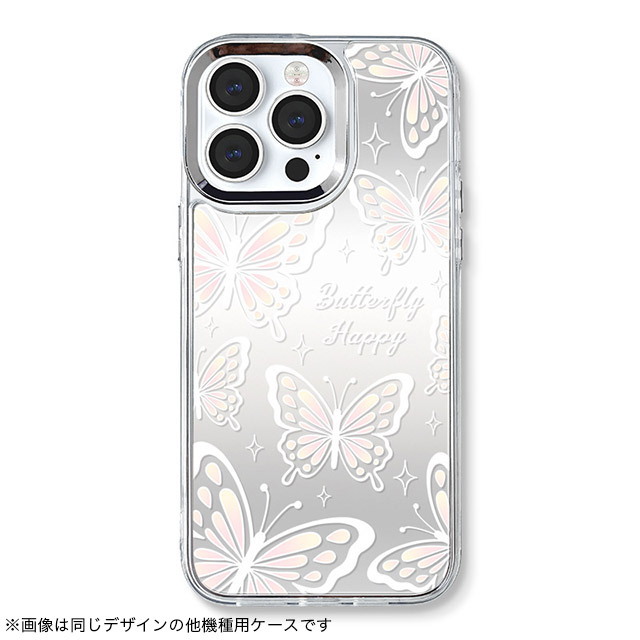 【iPhoneSE(第3/2世代)/8/7 ケース】ミラーケース ストラップ付き(バタフライ)サブ画像