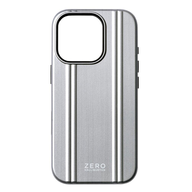 【iPhone16 Pro ケース】ZERO HALLIBURTON Hybrid Shockproof Case (Matte Silver)