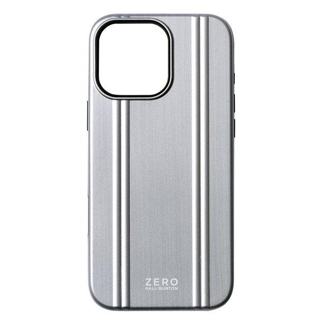 【iPhone16 Pro Max ケース】ZERO HALLIBURTON Hybrid Shockproof Case (Matte Silver)