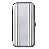 【iPhone16 ケース】ZERO HALLIBURTON Hybrid Shockproof Flip Case (Matte Silver)