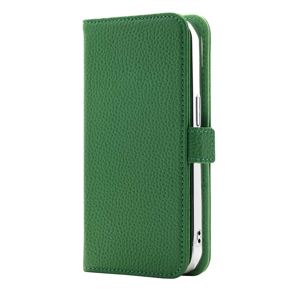 【iPhone15/14/13 ケース】Rich in color Leather Book (avocado green)