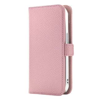 【iPhone15/14/13 ケース】Rich in color Leather Book (peach pink)