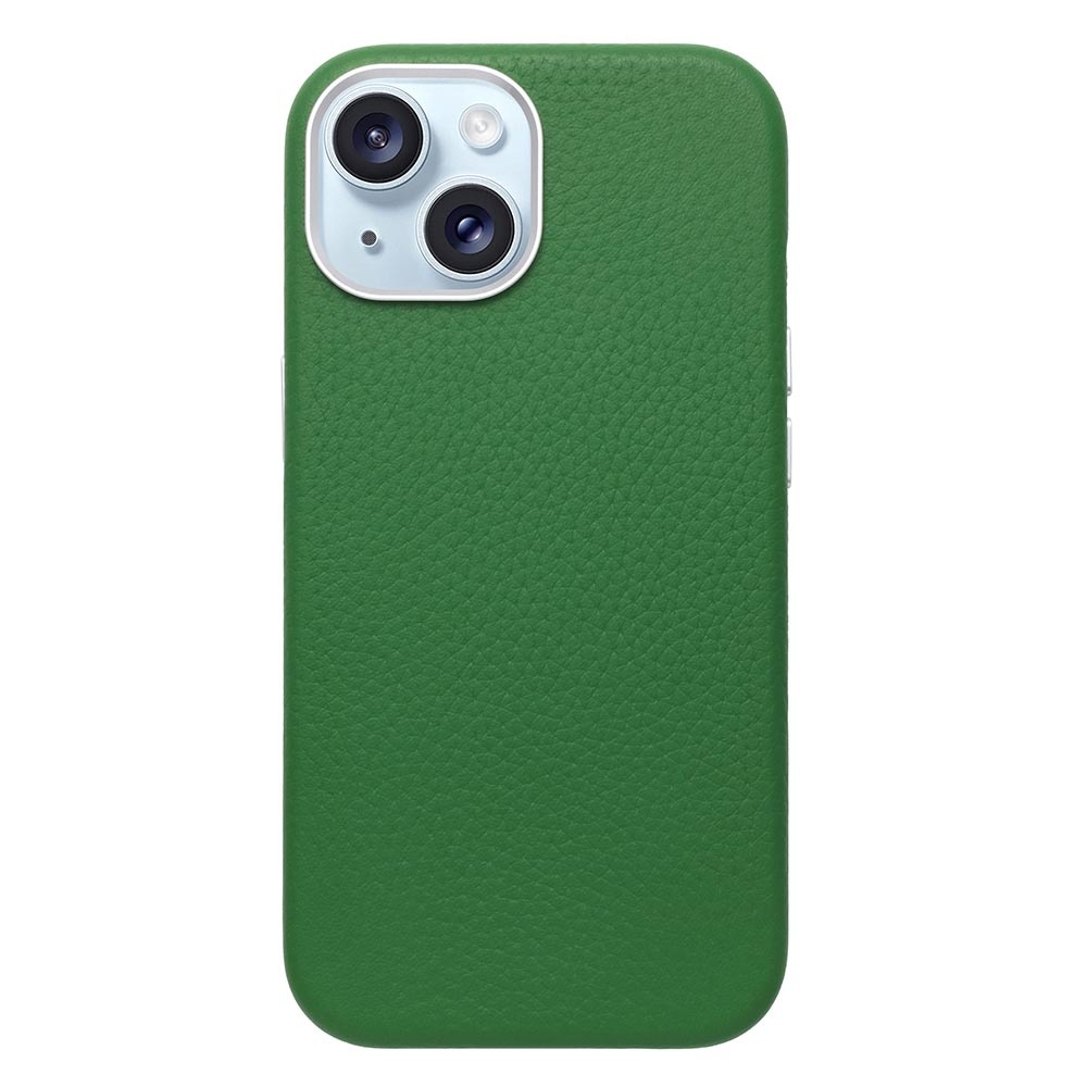 【iPhone15/14/13 ケース】Rich in color Leather Mag Case (avocado green)