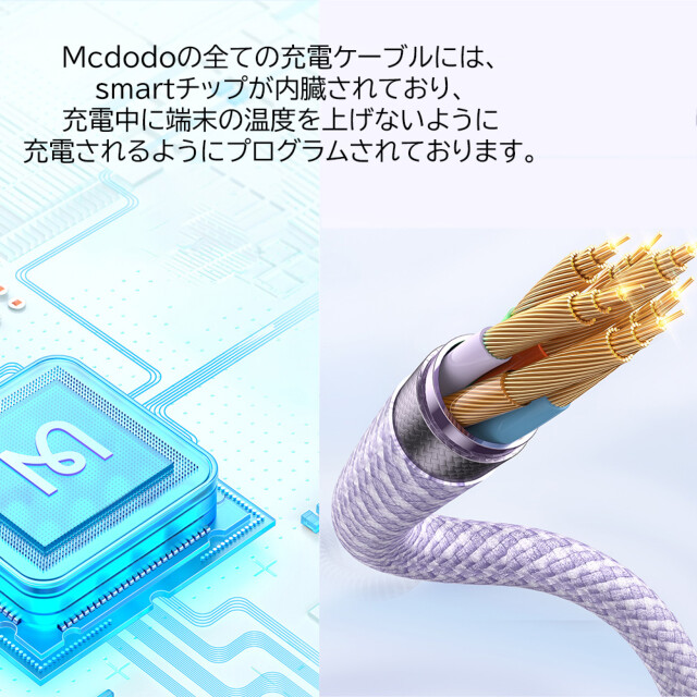 100W Type-C to Type-C Transparent Data Cable 1.2m (ブルー)サブ画像